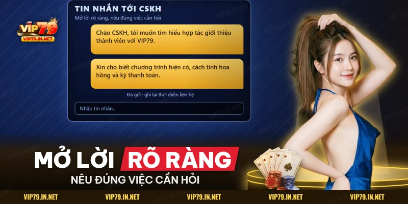 Tin nhắn mẫu gửi CSKH để tìm hiểu hợp tác giới thiệu thành viên với đại lý VIP79