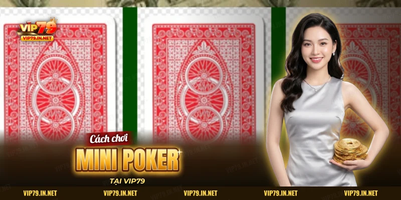 Ba lá bài úp mặt sau đỏ chờ lật trong lượt chơi Mini Poker VIP79