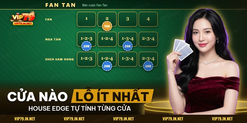 Bàn cược Fan Tan với chip đặt vào các cửa Nga Tan và Sheh Sam Hong có mức lỗ thấp
