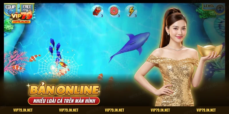 Màn hình bắn cá ăn xu bản online với cá mập và cá hề
