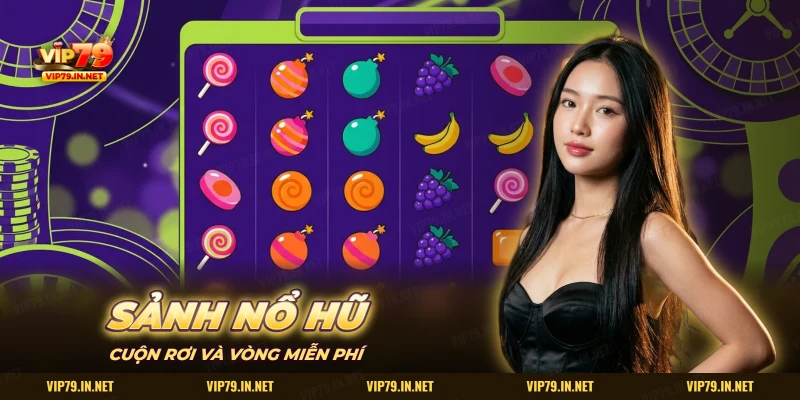 Sảnh nổ hũ Pragmatic Play VIP79 với slot kẹo mút, trái nho và chuối