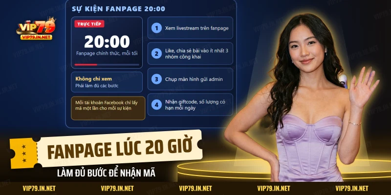 Sự kiện fanpage 20 giờ mỗi tối để điểm danh nhận giftcode: xem livestream, chia sẻ bài rồi gửi màn hình cho admin