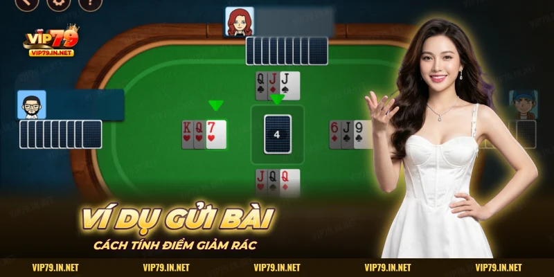 Bàn Phỏm VIP79 với các bộ bài đã hạ để gửi bài giảm điểm rác